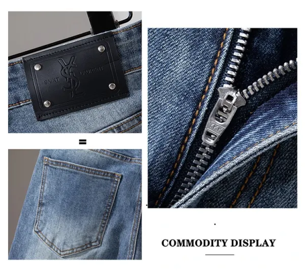Saint Laurent Monogram Patchwork Denim Jeans Blue - 6