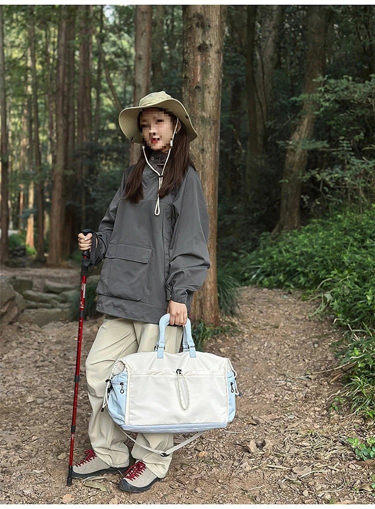 Design Duffle Bag Beige and Gray Travel Bag - 27