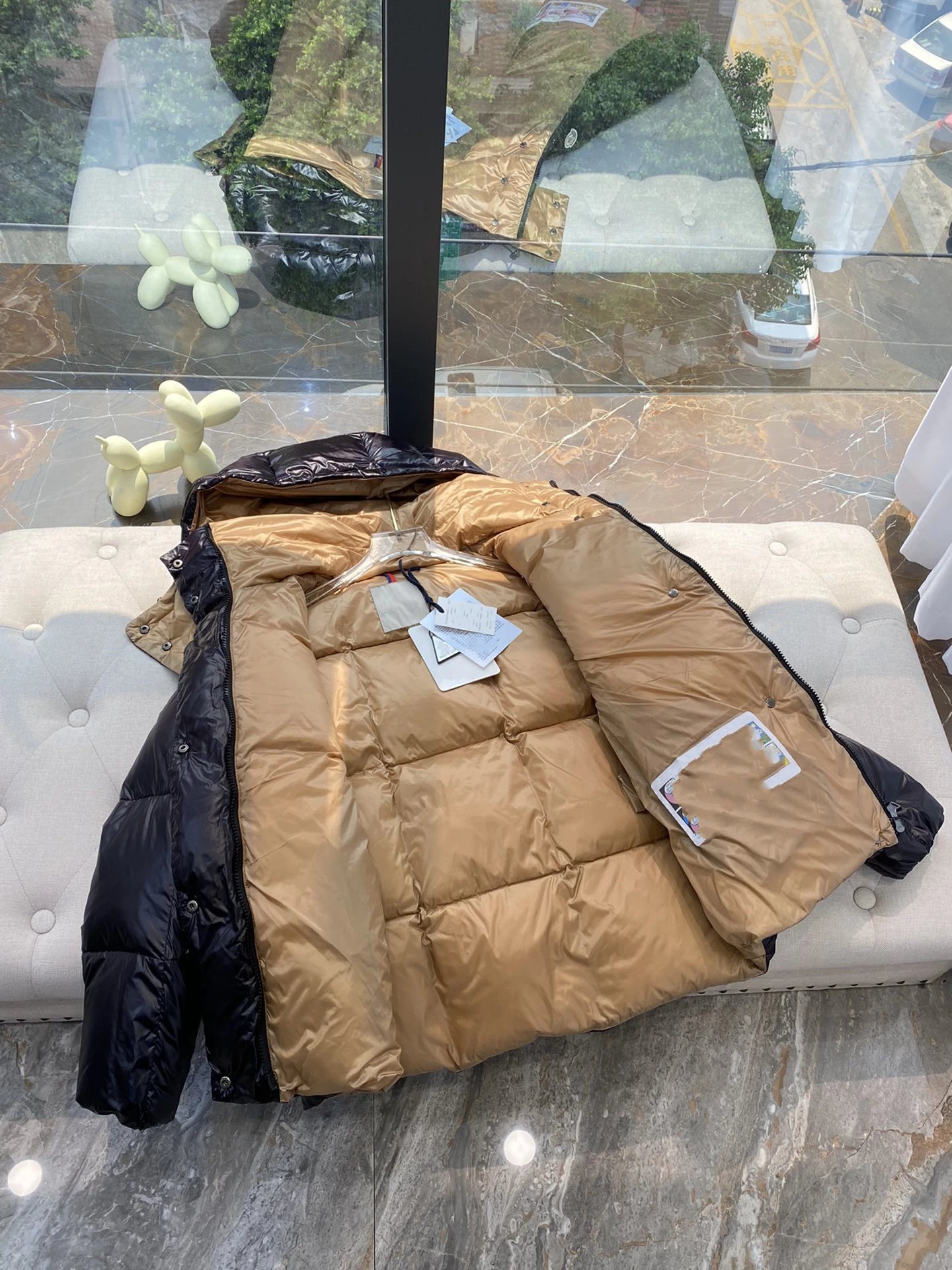 Moncler Maya Down Jacket Black with Beige Lining - 6