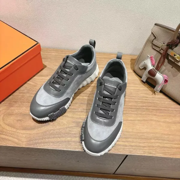 Hermès H-Track Sneakers Gray Suede and Leather Sneakers - 1