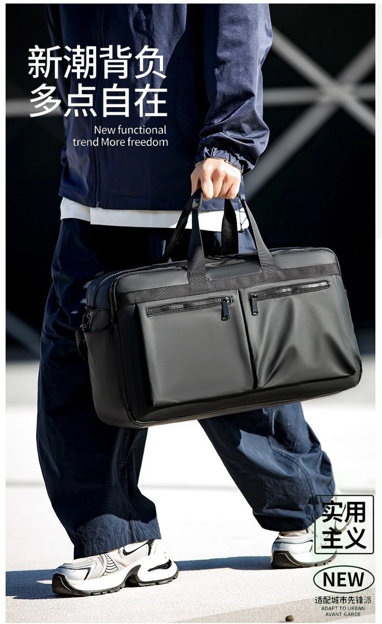 Design Duffle Bag Beige with Black Trim Travel Bag - 2