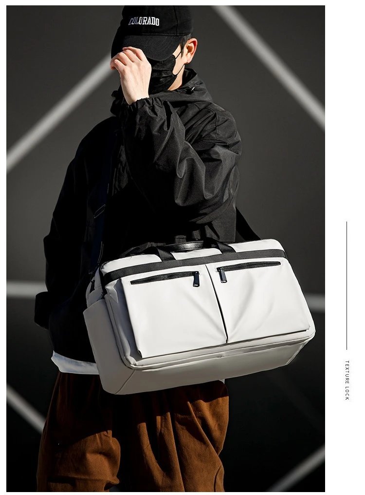 Design Duffle Bag Beige with Black Trim Travel Bag - 21