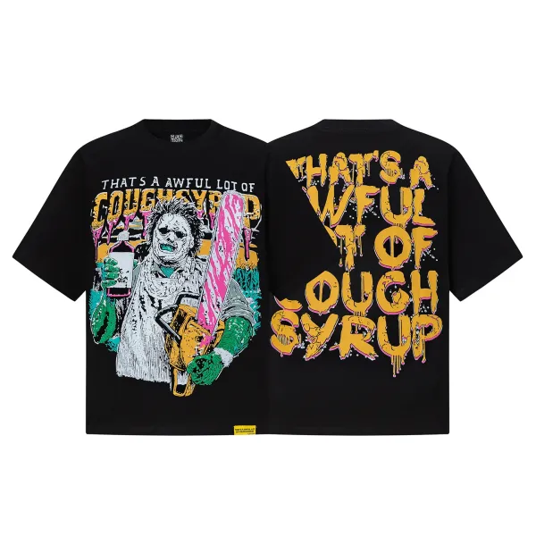 Design That's A Awful Lot Of Cough Syrup Graphic T-Shirt Black - 1