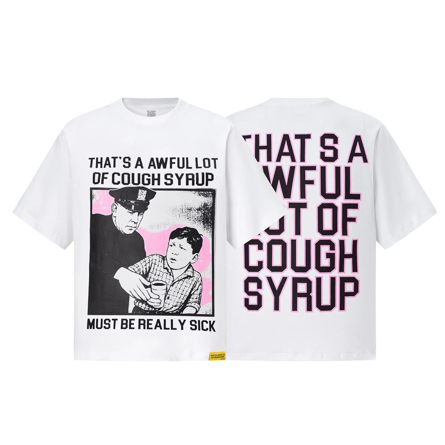 Design That's A Awful Lot Of Cough Syrup Surf Shop White Graphic T-Shirt T-Shirts - 4