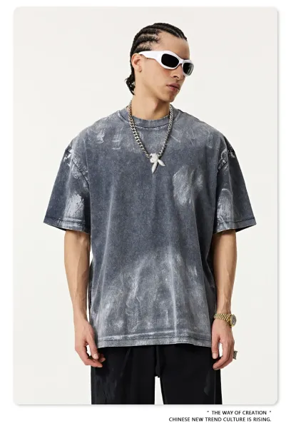 Design Beingmove Acid Wash Distressed Gray T-Shirt T-Shirts - 22