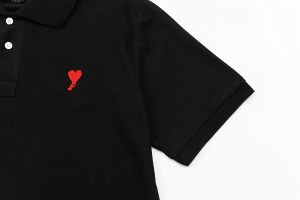 Comme des Garçons Play Heart Logo Black Polo Polo Shirt - 10