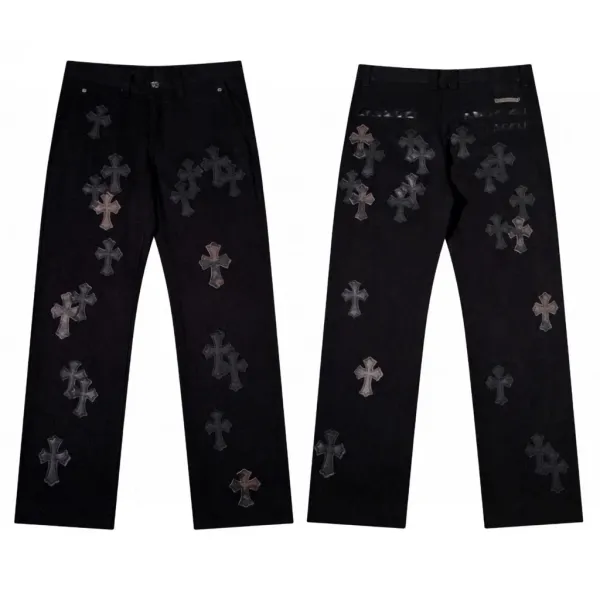 Chrome Hearts Cross-Embellished Black Denim Pants Jeans - 1