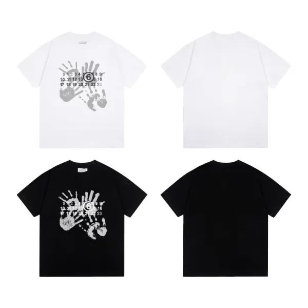 Maison Margiela Handprint Number 6 White T-Shirt - 23