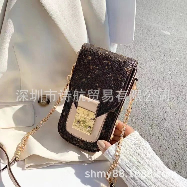Design Monogram Print Crossbody Phone Bag Brown Black - 6