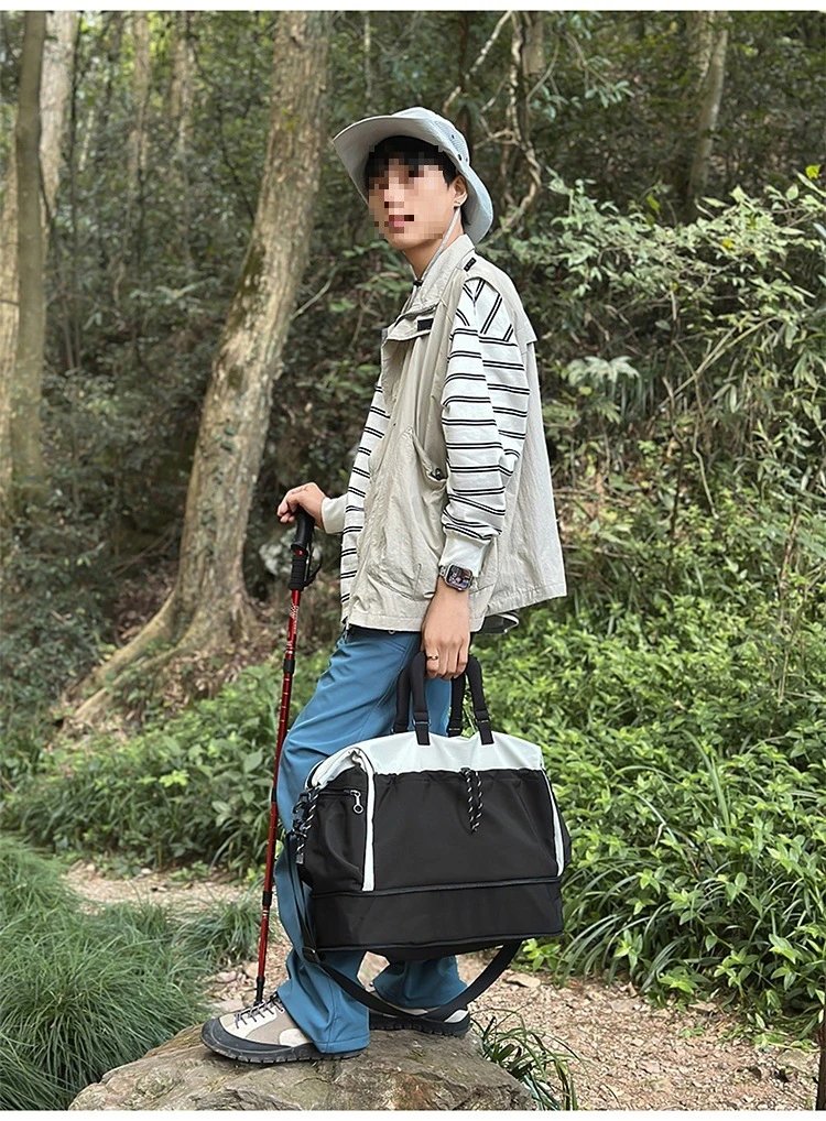 Design Duffle Bag Beige and Gray Travel Bag - 21