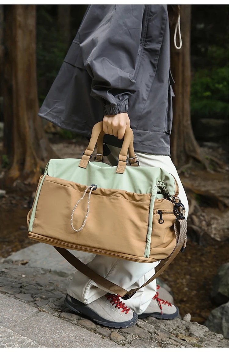 Design Duffle Bag Beige and Gray Travel Bag - 36