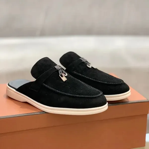 Design Suede Mule Loafer Tan Casual Shoes - 14