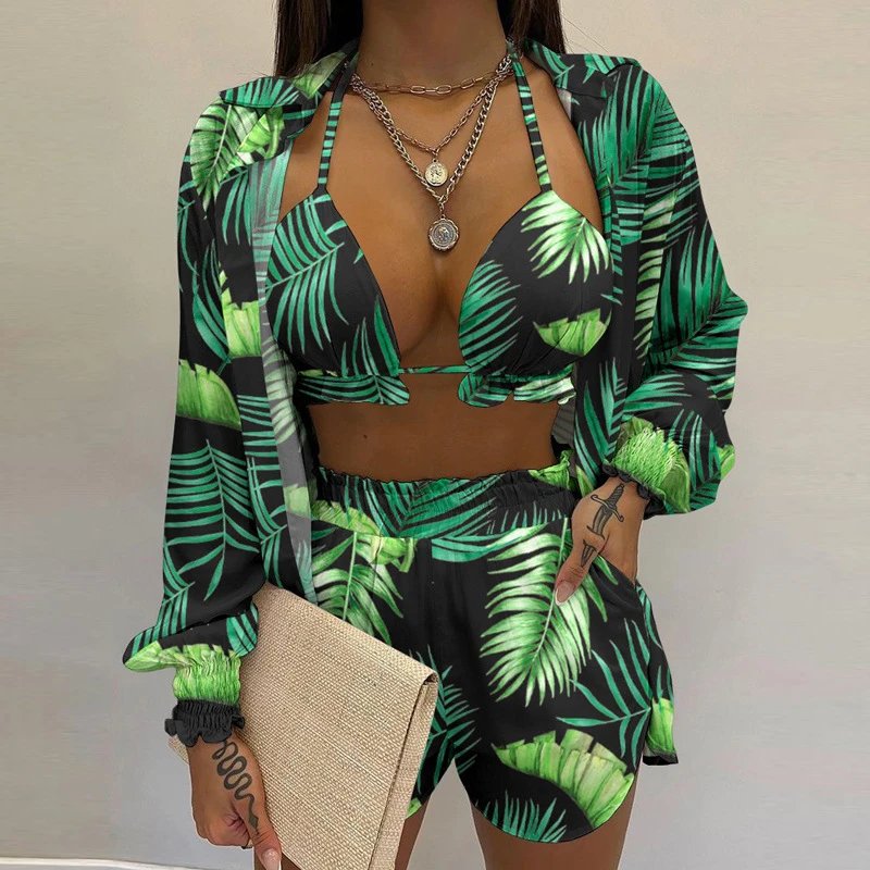 Design Gradient Ombre Tie-Dye Two-Piece Set with Ruffled Crop Top and Shorts - 9