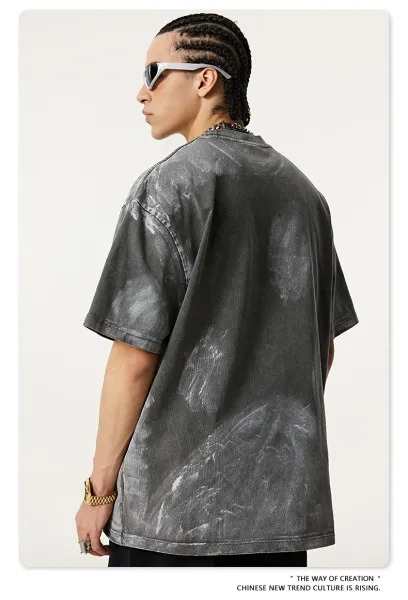 Design Beingmove Acid Wash Distressed Gray T-Shirt T-Shirts - 52