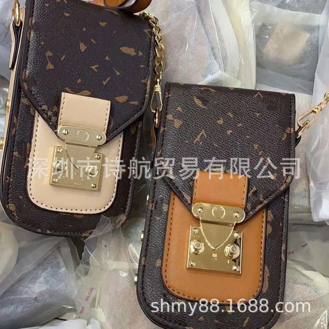 Design Monogram Print Crossbody Phone Bag Brown Black - 2