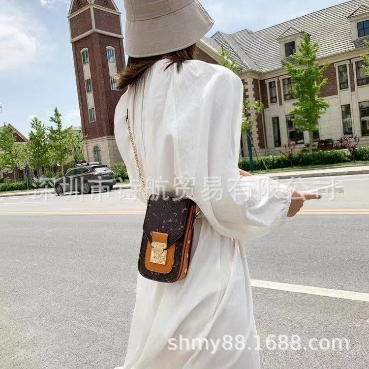 Design Monogram Print Crossbody Phone Bag Brown Black - 7