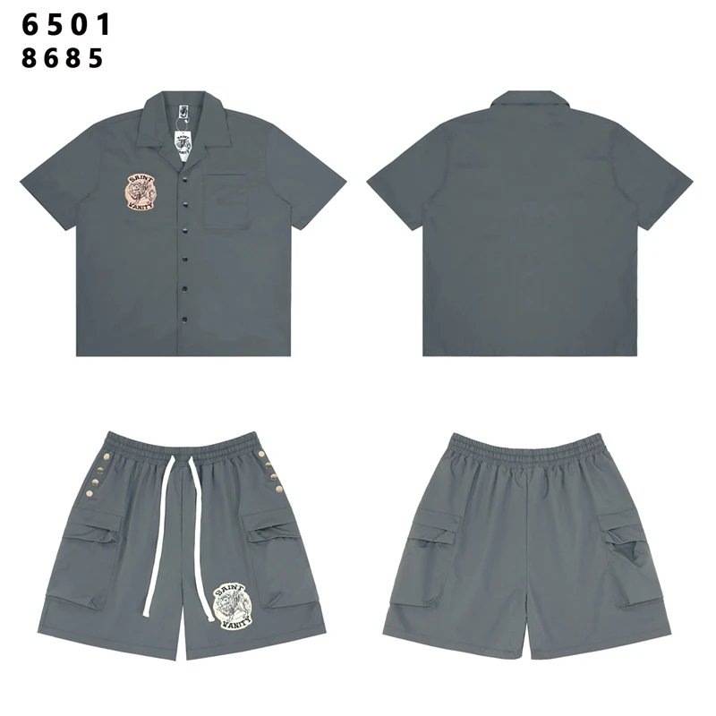 Design Saint Vanity Utility Shirt and Shorts Set Gray Sets - 6