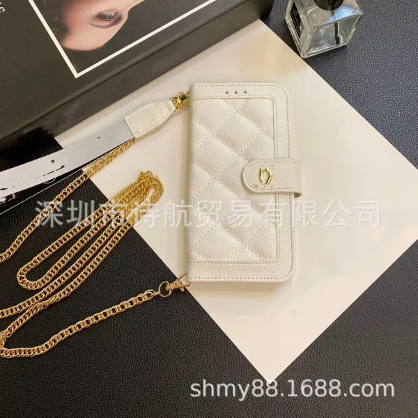 Chanel Quilted Chain Wallet Case White Phone Accessory - 1