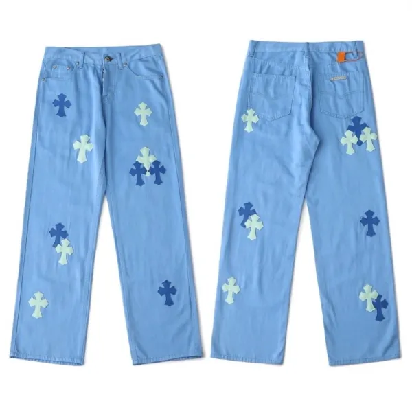 Chrome Hearts Cross Patch Light Blue Jeans - 1
