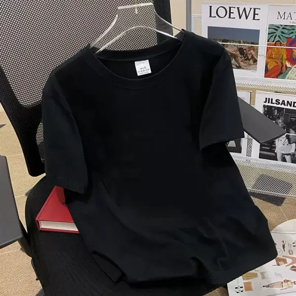 Design Basic Crew Neck Black T-Shirt - 1