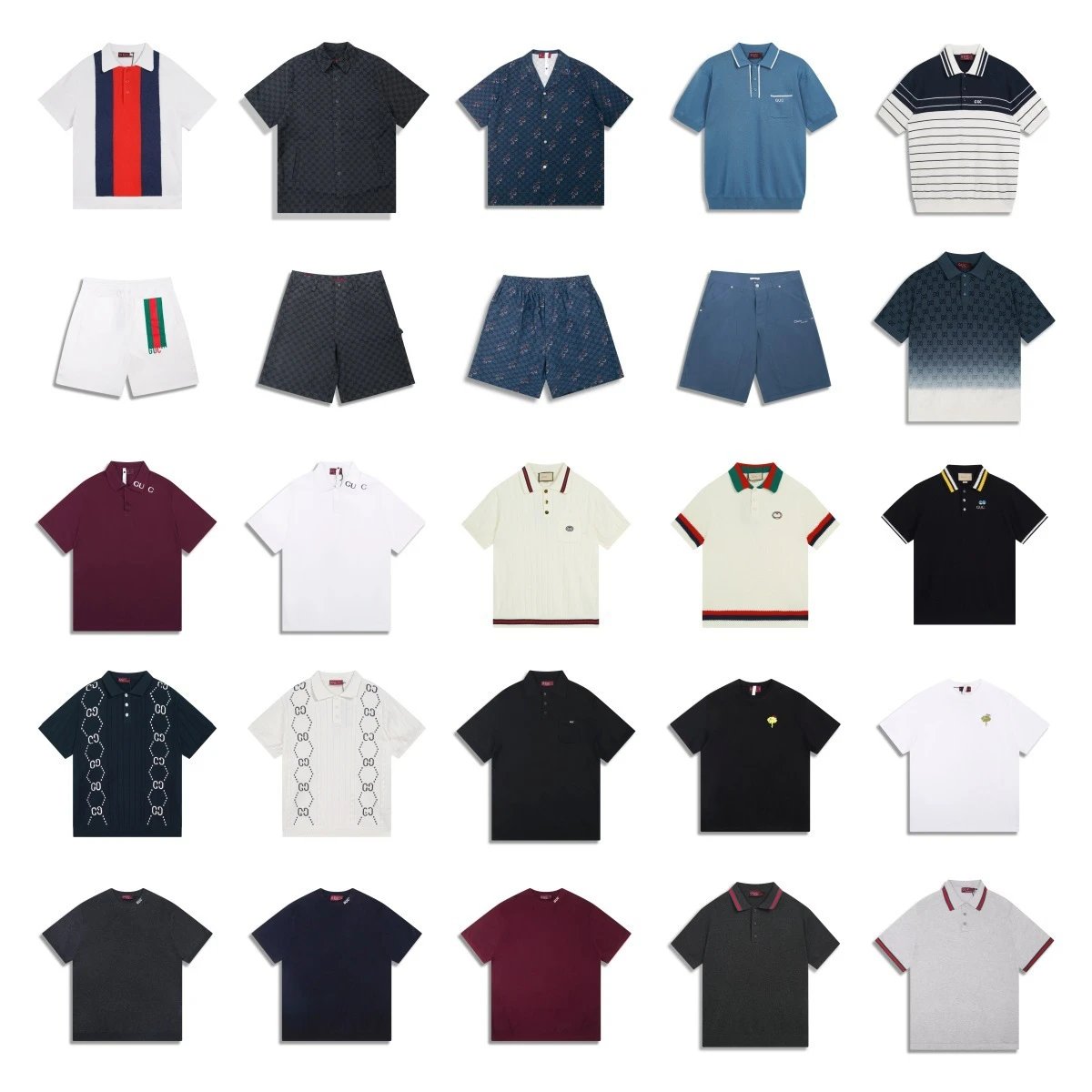 Gucci GUC Striped Knit Polo Navy and White Polo Shirt - 4