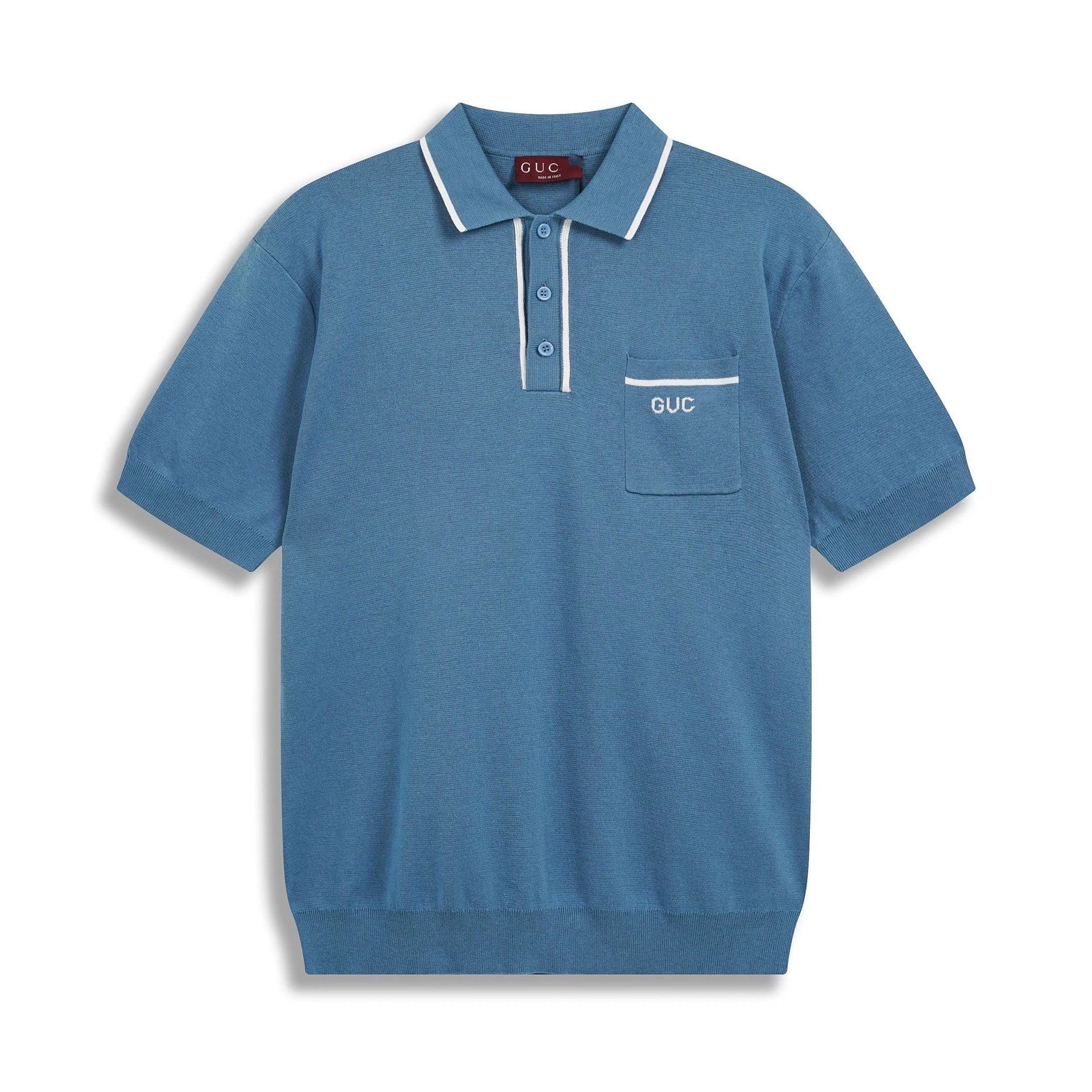 Gucci GUC Striped Knit Polo Navy and White Polo Shirt - 11