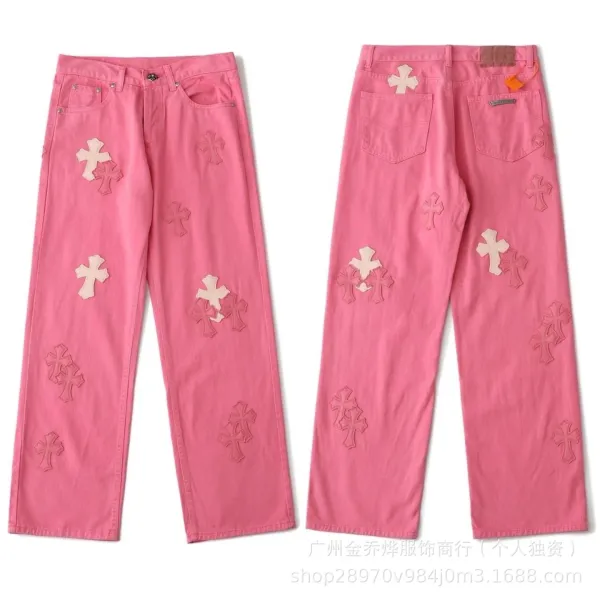 Design Wide-Leg Jeans with Leopard Crosses and Graffiti Print White Jeans - 9