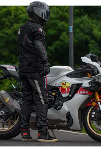 Design Ghost Racing Motorcycle Pants Black with Orange Accents Pants - 7