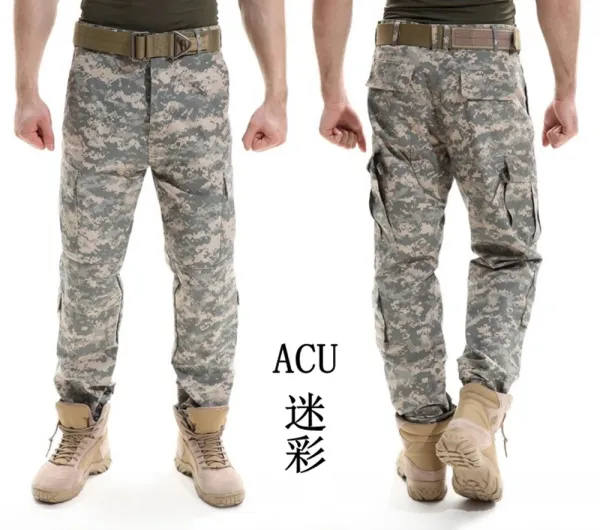 Design Multicam Camo Tactical Cargo Pants with Belt and Tan Combat Boots Pants - 11