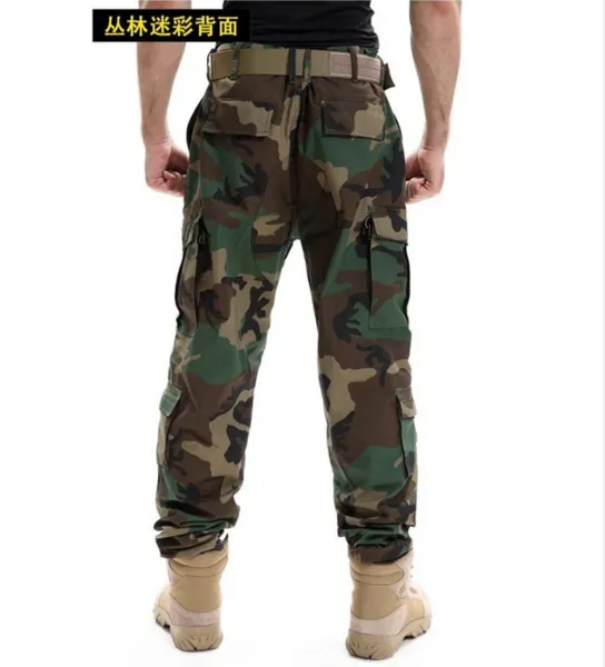 Design Multicam Camo Tactical Cargo Pants with Belt and Tan Combat Boots Pants - 20