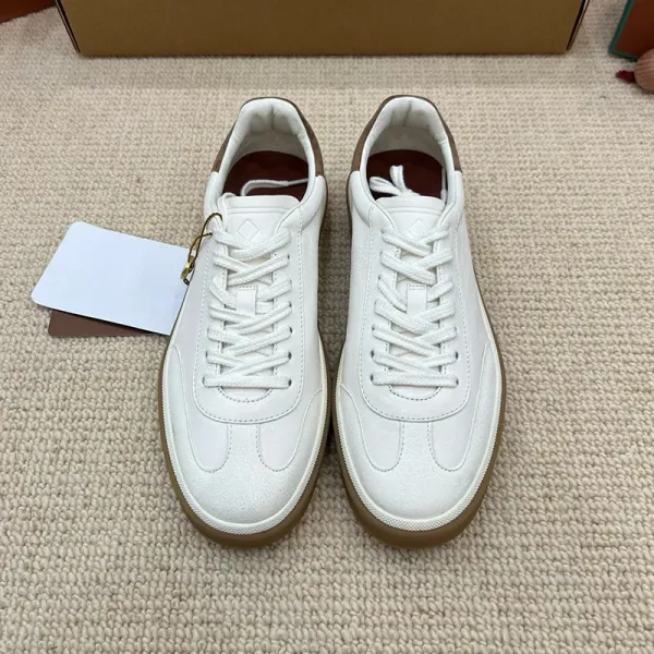 Design Low-Top Leather Sneakers Black White Gum Sole - 11