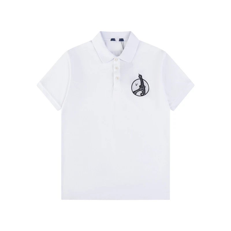 White Eiffel Tower Embroidered Polo Tops Polo