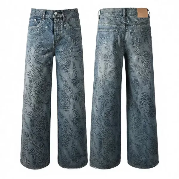 Design Wide-Leg Printed Denim Jeans Multicolor - 1