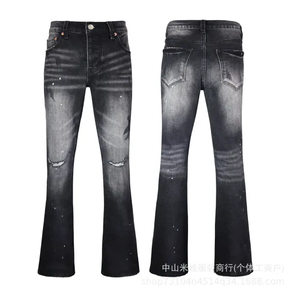 Design Distressed Flared Black Jeans - 1