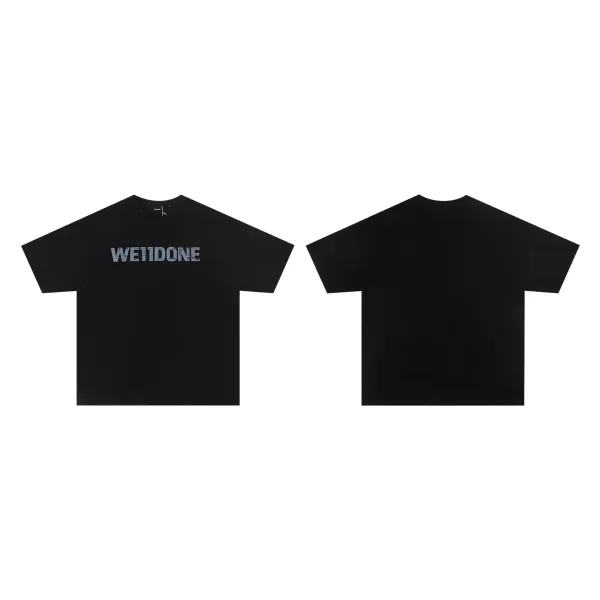 Design Welldone Double Logo Pixelated Print Black T-Shirt T-Shirts - 11