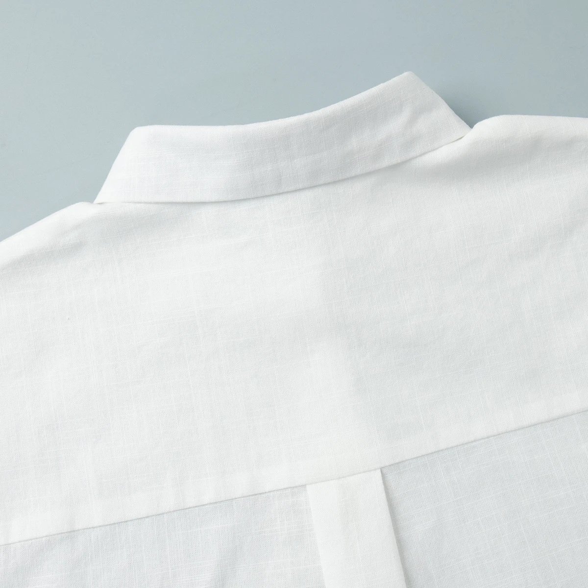 Design Off-White Style Linen Shirt and Ruffled Mini Skirt Set in Cream - 11