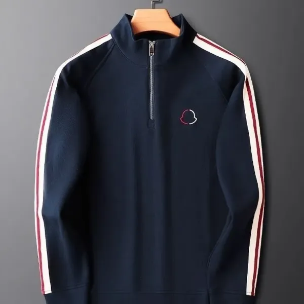 Design Half-Zip Track Set Black with Cream and Red Stripes Tracksuit - 5
