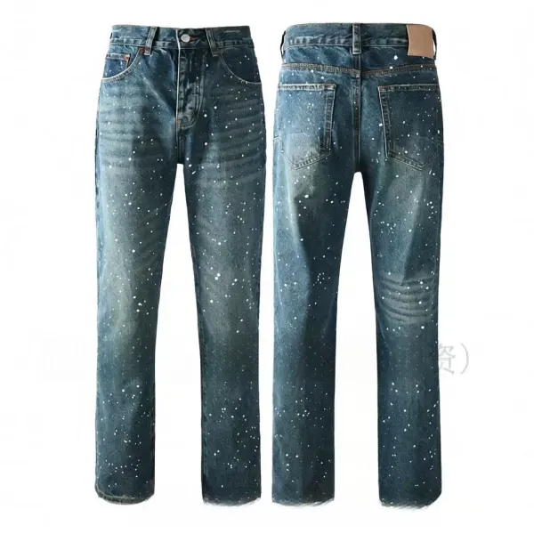 Design Star-Splatter Washed Denim Jeans - 1