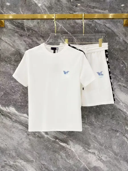 Louis Vuitton Monogram Stripe T-Shirt and Shorts Set White - 1