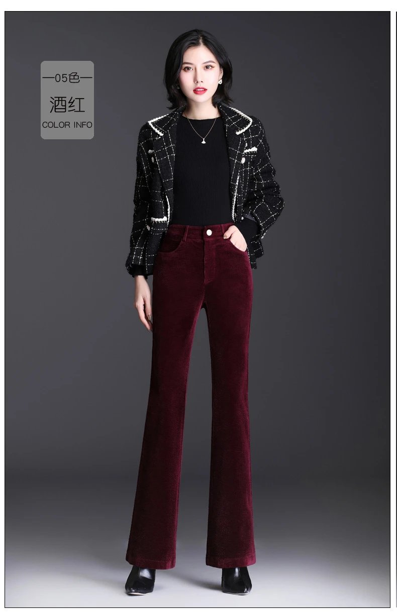 Design Corduroy Flare Pants Charcoal Gray Pants - 21