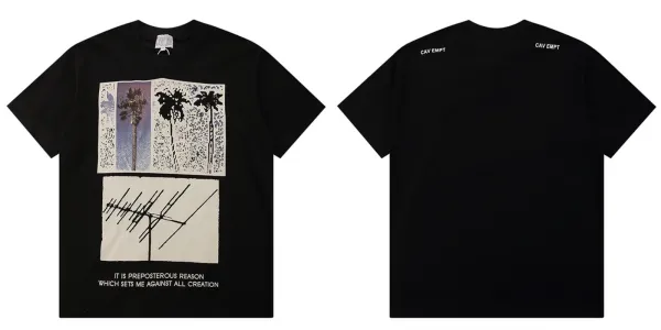 Design CAV EMPT Palm Tree Print Black T-Shirt T-Shirts - 1
