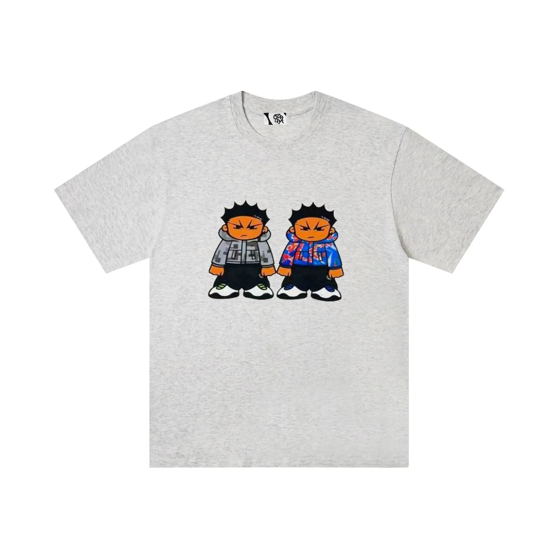 Design Two Characters Graphic Print Black T-Shirt - 20