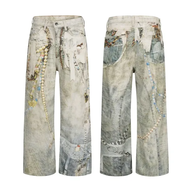 Denim Tears x Virgil Abloh Archive Print Wide-Leg Jeans Multicolor - 1