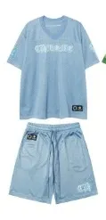Design Light Blue Graphic Print T-Shirt and Shorts Set - 1