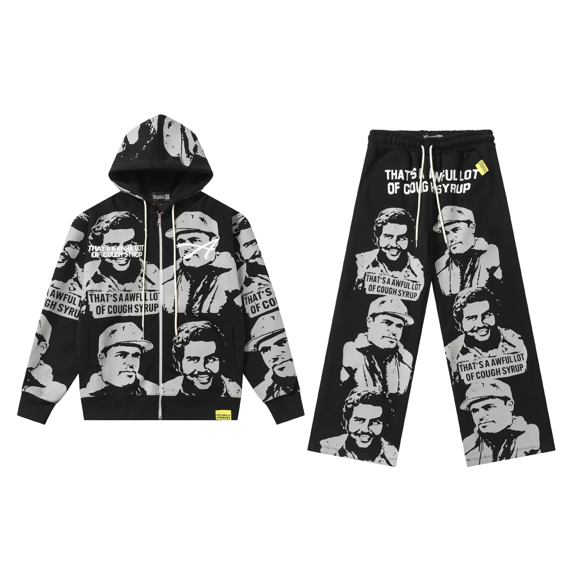 Unbranded Matching Sets Zip-Up Hooded Sweatshirt and Jogger Set with Portrait Graphic image 4
