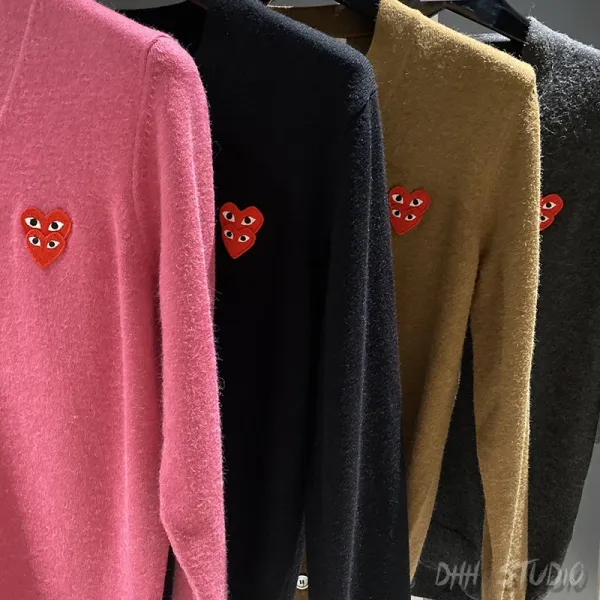 Comme des Garçons Play Heart Embroidered Cardigan Pink - 3