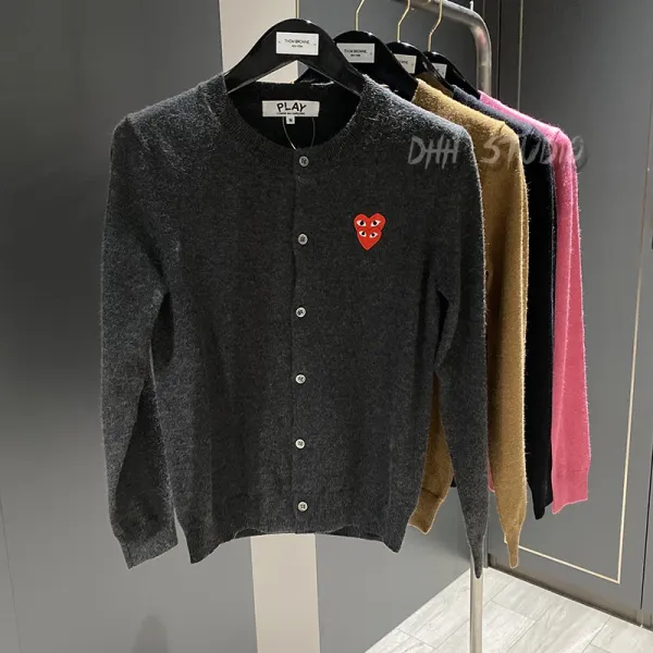 Comme des Garçons Play Heart Embroidered Cardigan Pink - 10