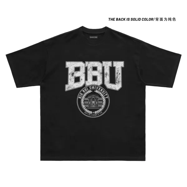 Design Ranxing BBU University Graphic T-Shirt Black T-Shirts - 1