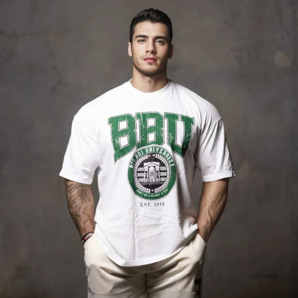Design Ranxing BBU University Graphic T-Shirt Black T-Shirts - 13