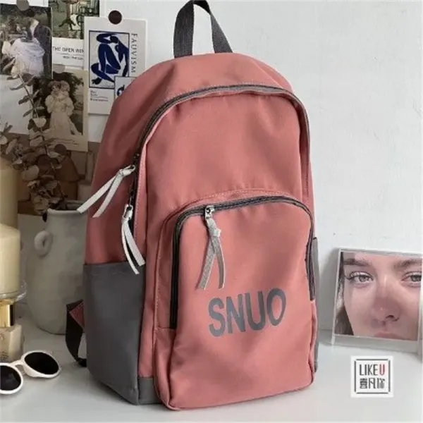 Design SNUO Casual Backpack Pink and Gray Backpacks - 1